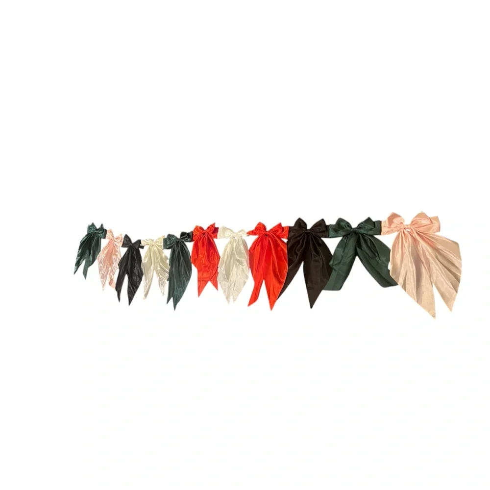 Christmas Holiday Bow Garland - 9 Bows - 62” in length multi-color